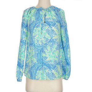 Lilly Pulitzer Peasant Style Blouse in Blue and Green